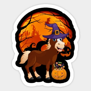 Horse pumpkin witch Sticker